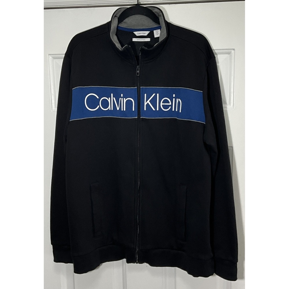 Calvin Klein Soft Touch Fleece Black Full Zip Jacket/Sweater Men's XL